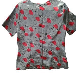 Christie & Jill Womens Button Up Multi-Color Size 10 100% Polyester Short Sleeve